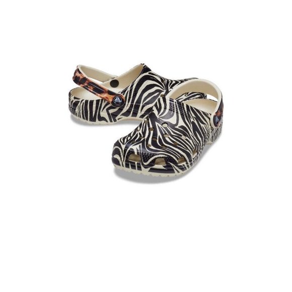 Crocs Classic Animal Remix Clog Bone White Black Wild Zebra Size Men7/women 9 - Picture 2 of 5